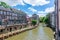 Utrecht architecture two-level canals in summer, Netherlands
