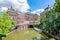 Utrecht architecture and two-level canals in summer, Netherlands