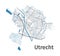 Utrecht map. Detailed map of Utrecht city administrative area. Cityscape panorama