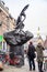 Utrecht, Netherlands - January 07, 2020. Statue of thinking rabbit `Thinker on a rock` by Barry Flanagan