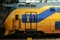 Utrecht, the Netherlands, March 8, 2019: Intercity, a yellow train, the first wagon and train