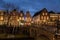 Utrecht Oudegracht canal at night with illuminated canal houses