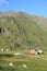 Uttakleiv\'s barn, sheep and mountains