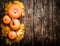 utumn harvest. Pumpkin with autumn leaves.