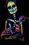 UV body art painting of helloween female skeleton