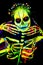 UV body art painting of helloween female skeleton