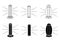 UV-C sterilizer sign. UV light disinfection icons. Set of ultraviolet sterilization lamps. Ultraviolet germicidal irradiation.