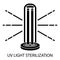 UV light disinfection glyph icon. Ultraviolet light sterilization of air and surfaces. Ultraviolet germicidal irradiation. Surface