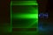 UV light passes through a block of uranium glass