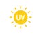 Uv protection icon. Solar ultraviolet uv radiation logo. Vector illustration