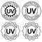 UV protection icons. UV light disinfection. Ultraviolet germicidal irradiation. Badge for sun protection cosmetic products.