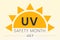 UV safety awareness month. Annual celebration in July. Concept of understanding damaging effects of ultraviolet light