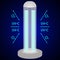 UVC light disinfection lamp. Ultraviolet light sterilization of air and surfaces. Bactericidal UV lamp. UV-C sterilizer.