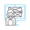 ux designer female line icon, outline symbol, vector illustration, concept sign