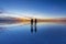 Uyuni reflections are one of the most amazing things that a photographer can see. Here we can see how the sunrise over an infinite