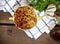 Uzbek national dish plov in a bowl