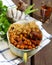 Uzbek national dish plov in a bowl