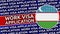 Uzbekistan Circular Flag with Work Visa Application Titles