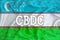 Uzbekistan flag with the inscription CBDC Central Bank Digital Currency and a blockchain grid around. Graphic concept for your