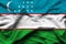 Uzbekistan realistic flag illustration.