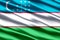 Uzbekistan realistic flag illustration.