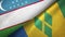 Uzbekistan and Saint Vincent and the Grenadines two flags textile cloth