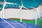 Uzbekistan solar and wind energy digital graph concept - alternative natural energy industrial illustration. 3D Illustration