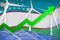 Uzbekistan solar and wind energy rising chart, arrow up - modern natural energy industrial illustration. 3D Illustration