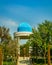 Uzbekistan, Tashkent - April 24, 2023: Monument to the Uzbek poet Alisher Navoi under the dome in the park of poets in