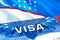 Uzbekistan Visa. Travel to Uzbekistan focusing on word VISA, 3D rendering. Uzbekistan immigrate concept with visa in passport.