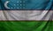 Uzbekistan Wave Flag Close Up