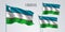 Uzbekistan waving flag set of vector illustration