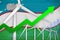 Uzbekistan wind energy power rising chart, arrow up - green natural energy industrial illustration. 3D Illustration
