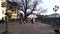 Uzhhorod, Ukraine - 06 December 2022: Busy central square of Uzhgorod at lunchtime