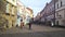 Uzhhorod, Ukraine - 06 December 2022: People walk the cozy pedestrian streets of Uzhgorod