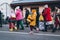 Uzhhorod, Ukraine - 16 March 2022: Humanitarian assistance of volunteers. People are fleeing the war in Ukraine. Go to the border