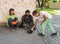 UZHHOROD, UKRAINE - AUGUST 21, 2016: Poor people begging for al