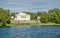 Uzutrakis Manor view from the lake. Palace of the graph Tyszkiewicz