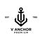 v Anchor letter initial design icon logo