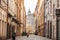 V kotcich, a narrow street with medieval buildings and cobblestones in the old town of Prague, also called Stare mesto.