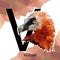 V letter animals set. English alphabet. Vulture Vector illustration. Colorful polygonal style.