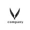 V letter feather vector logo design template