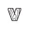 V letter wood textured logo design concept