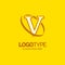 V Logo Template. Yellow Background Circle Brand Name template Pl