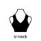 V neck of Fashion Neckline Type for Women Blouse, Dress Silhouette Icon. Black T-Shirt, Crop Top on Dummy. Trendy Ladies