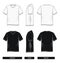 V neck T-shirt short sleeve front, side, back, black white