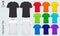 V-neck t-shirts templates. Colored shirt mockup in front view and back view for baseball, soccer, football, sportswear.Vector