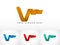 V ribbon shape logo Design