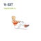 V-Sit Female Home Workout Exercise Guide Illustration Colorful Concept or Boat Yoga Pose