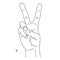 V is the twenty-second letter of the alphabet in sign language. A gesture in the form of two fingers raised up. Hand
